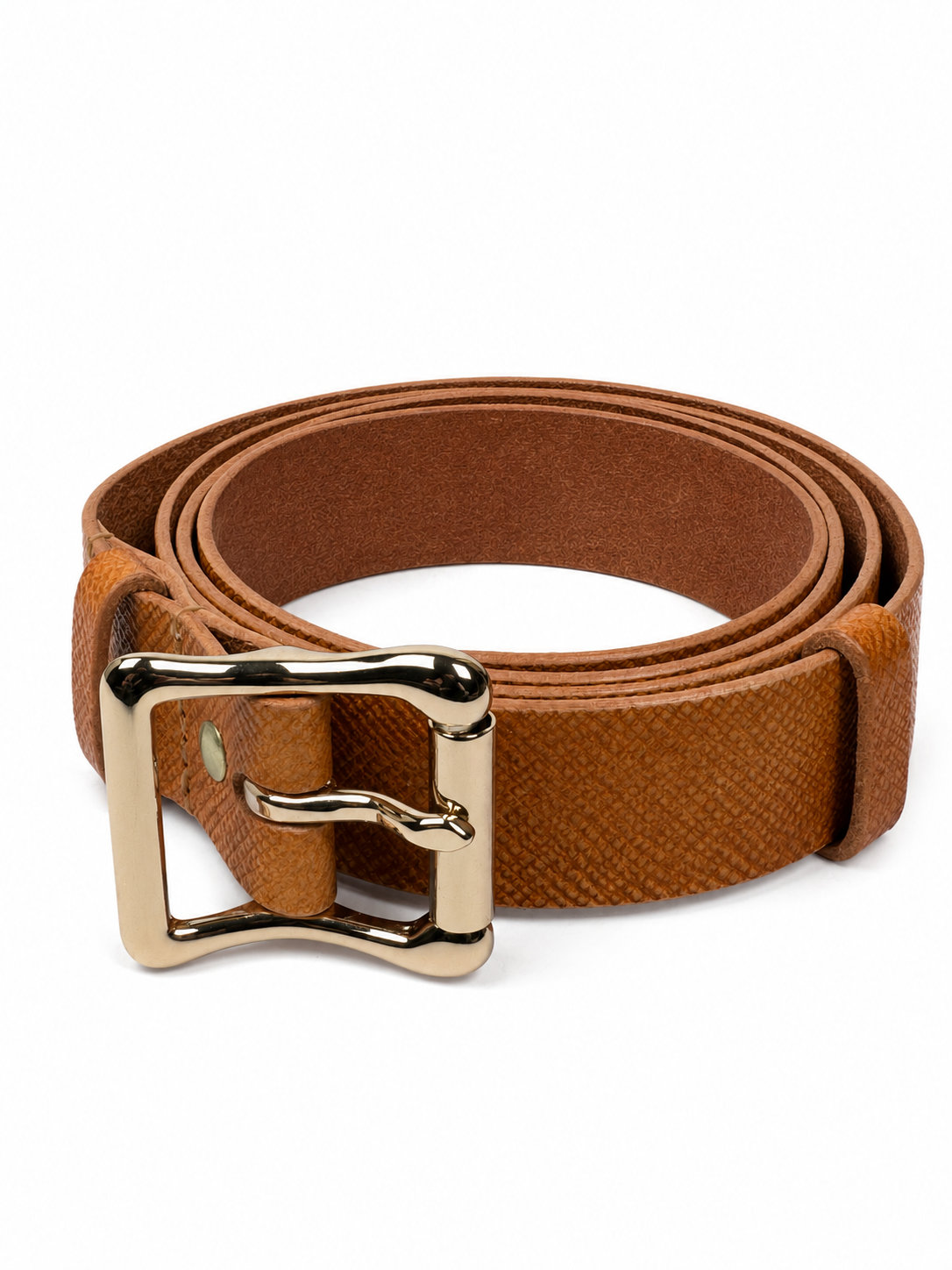 Women's Amber Leather Belt — Saddle Tan · Solid brass hardware