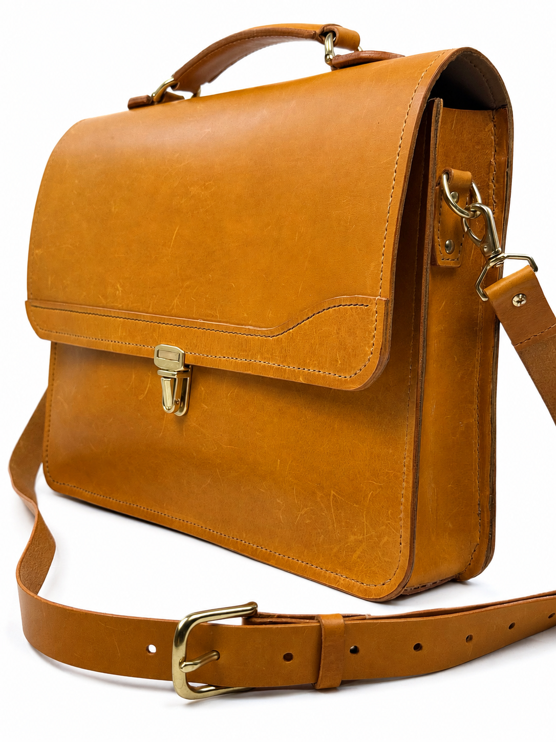 BEREN Executive Briefcase — Yellow Buttero · vertical clasp