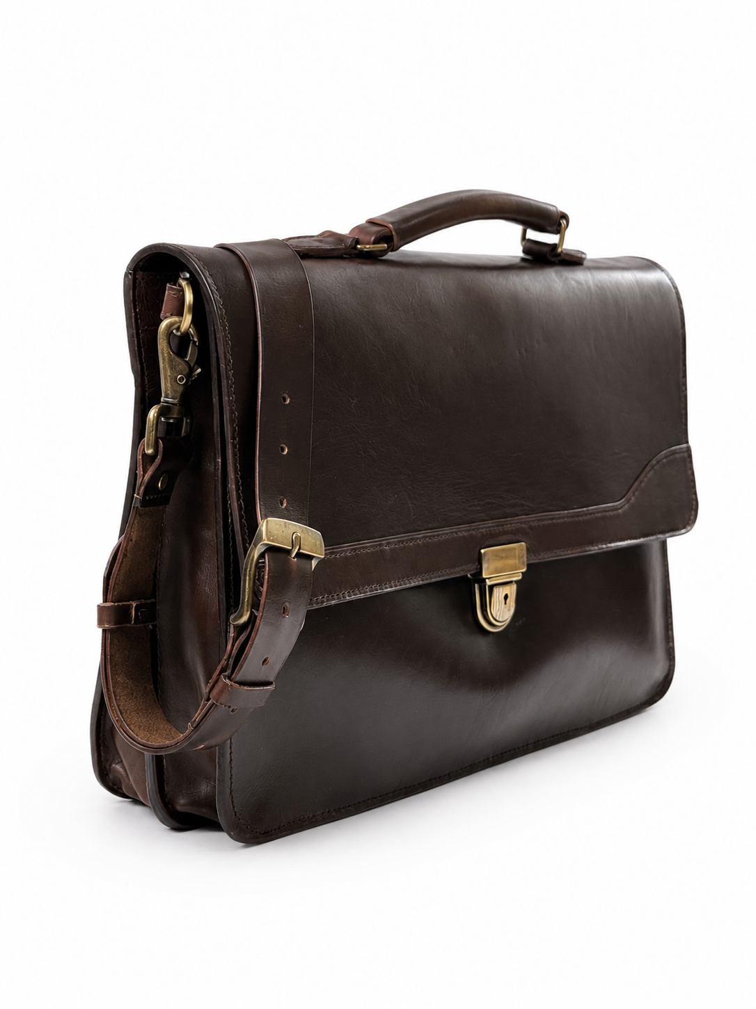 BEREN Traveller Dual Briefcase — Brown Horween · unlined