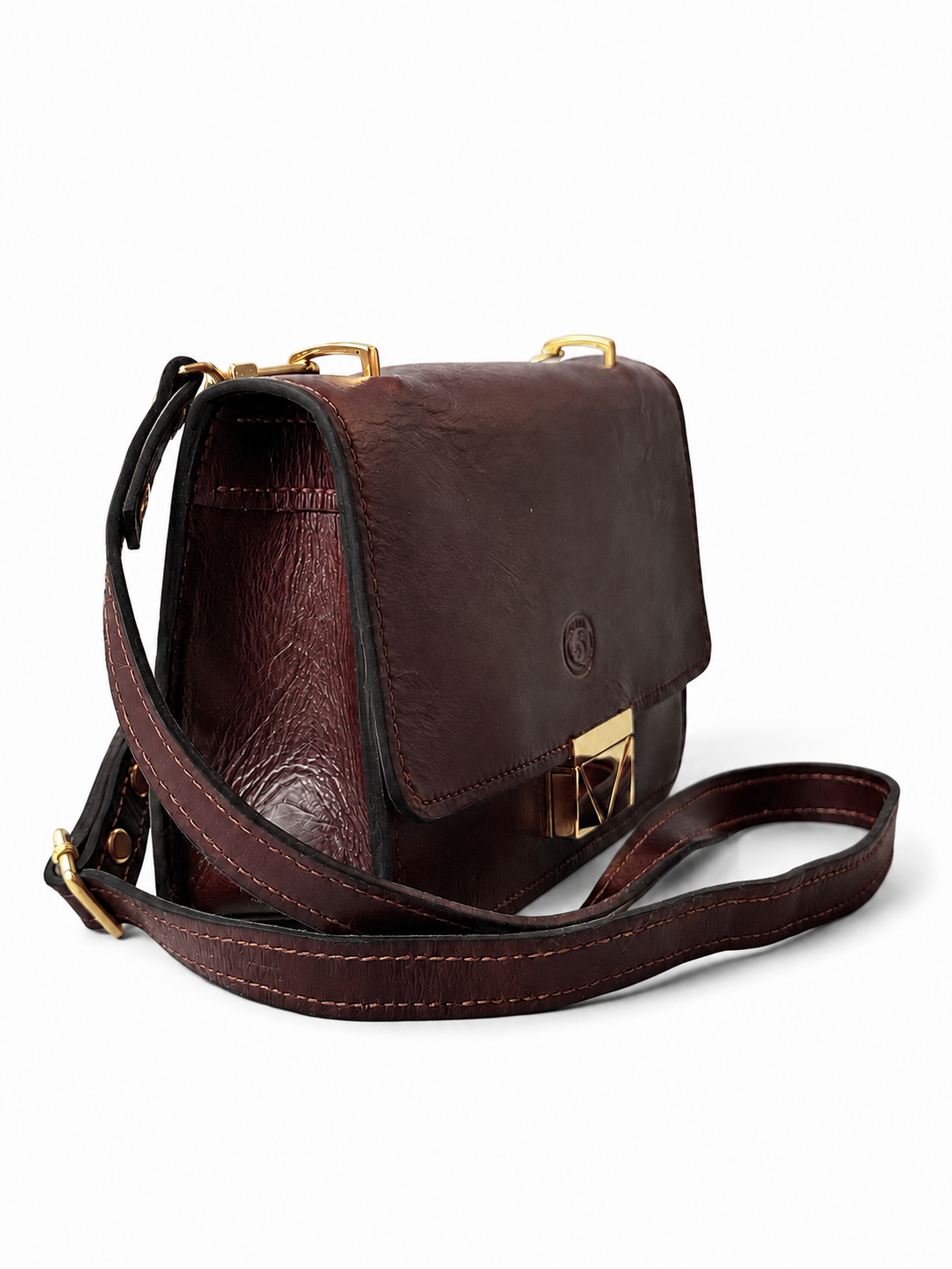 Women’s Crossbody Bag — Geometric Push-Lock Closure