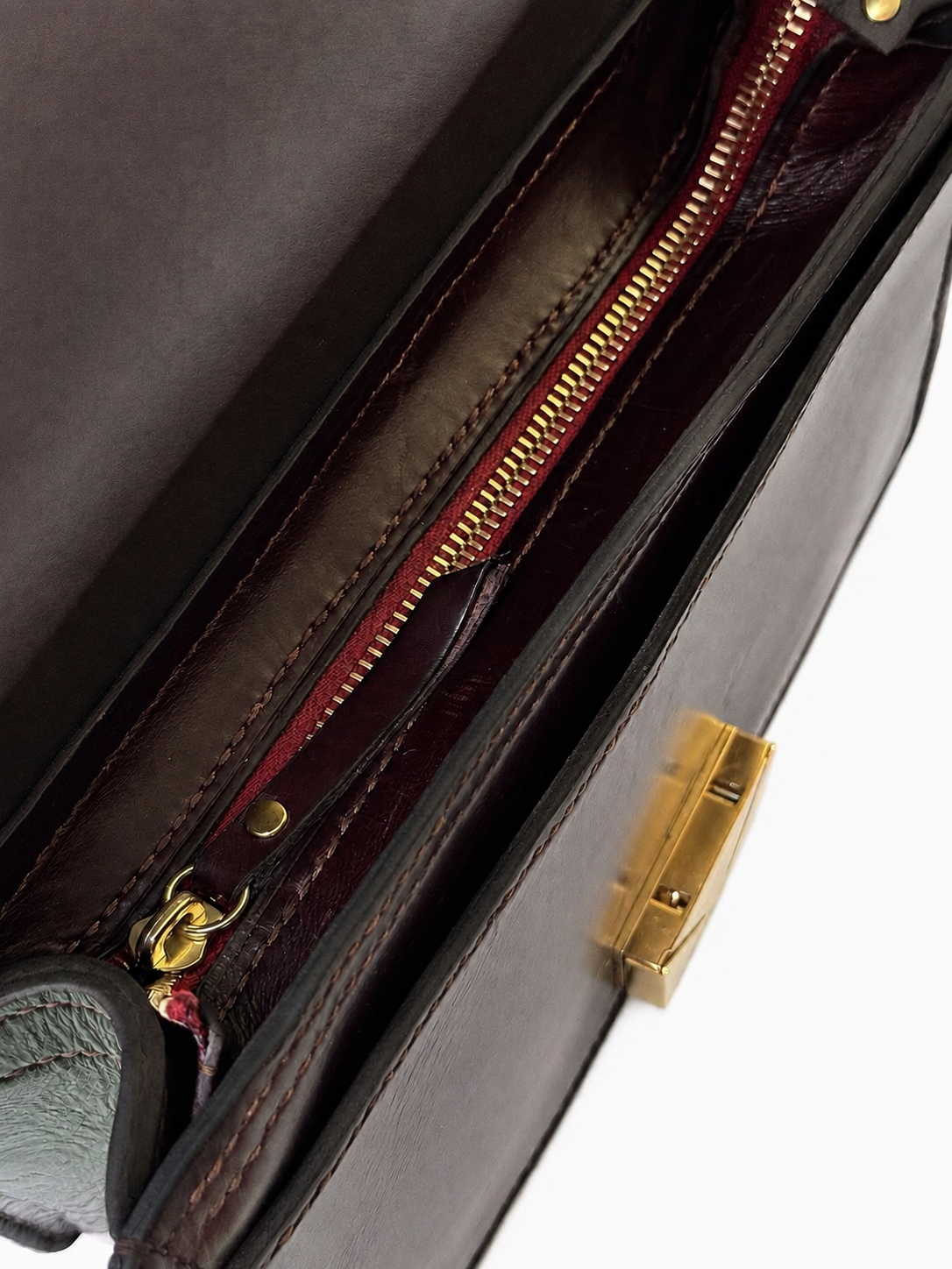 Women’s Crossbody Bag — Geometric Push-Lock Closure