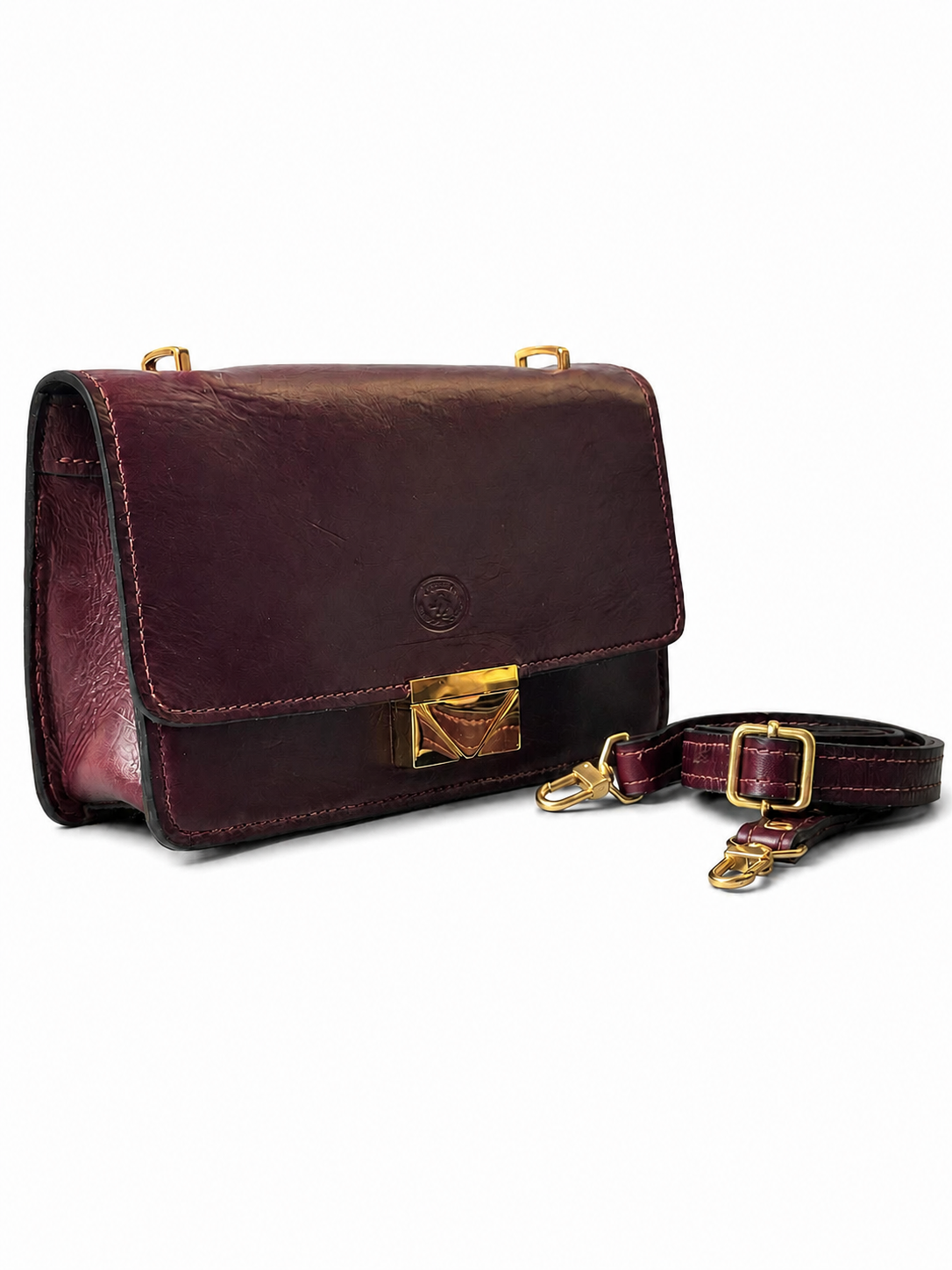 Women’s Crossbody Bag — Geometric Push-Lock Closure