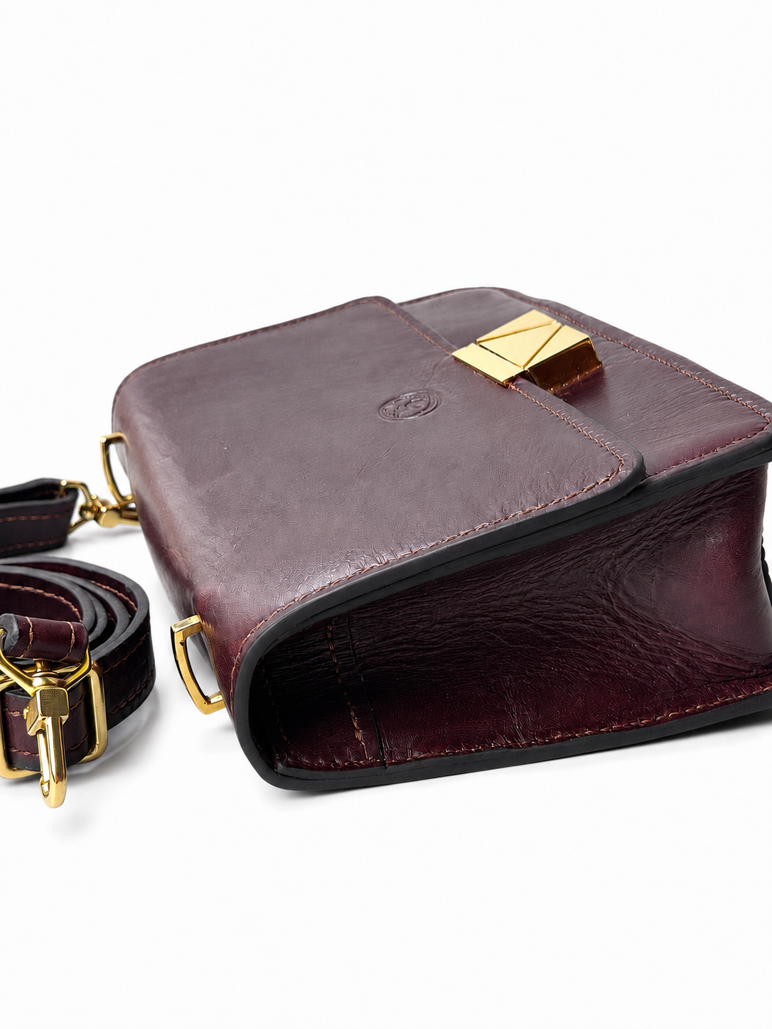 Women’s Crossbody Bag — Geometric Push-Lock Closure