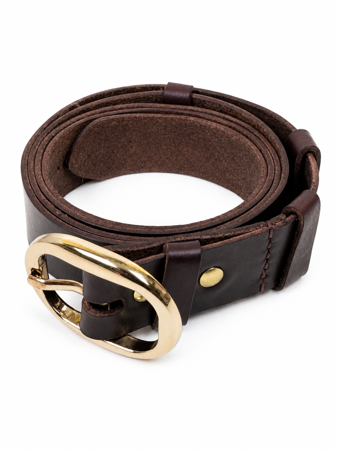 Women's Chestnut Leather Belt — Horween · Hand-stitched
