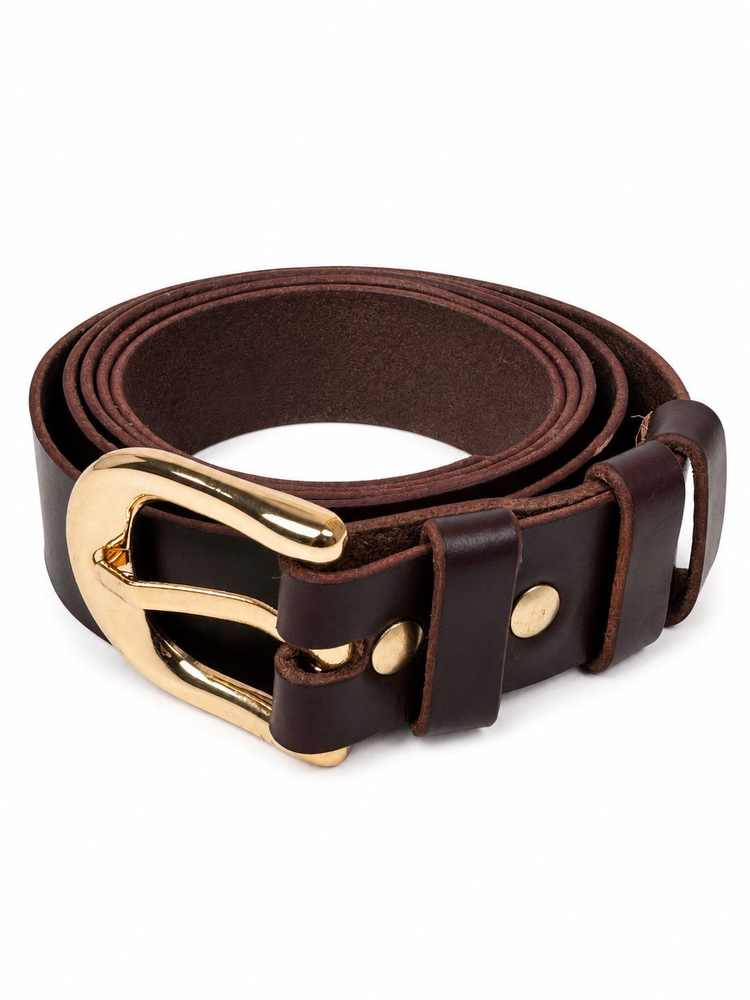 Women's Chestnut Leather Belt — Burgundy Horween · Hand-stitched