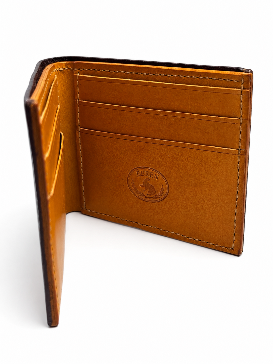 Beren Burgundy Bifold Wallet — Horween Burgundy / Italian Buttero Yellow