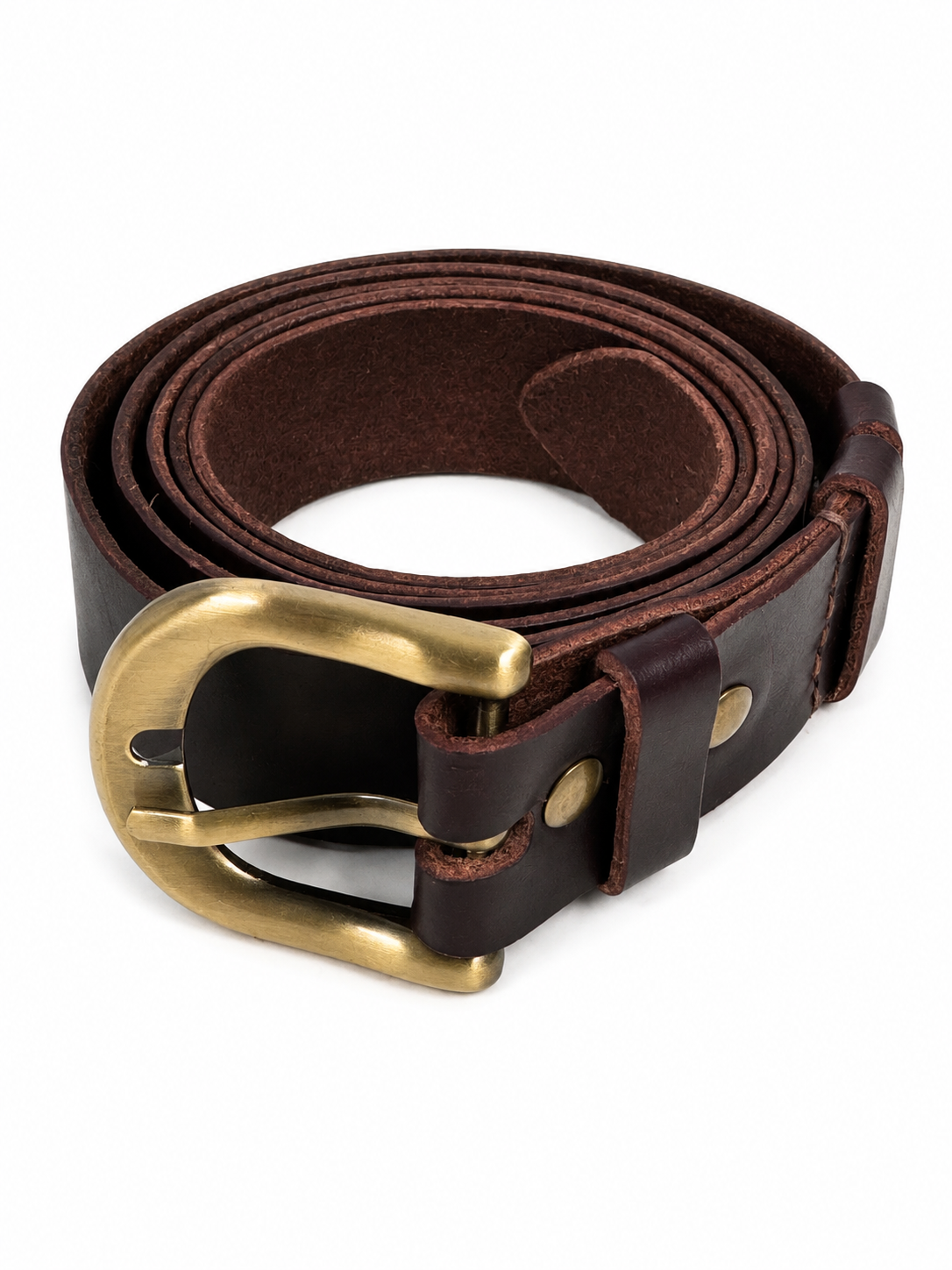 Women's Chestnut Leather Belt — Horween · Hand-stitched