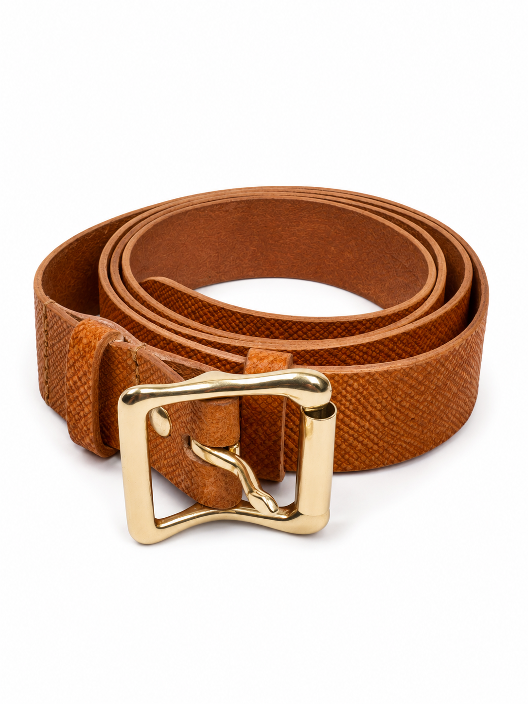 Women's Amber Leather Belt — Saddle Tan · Solid brass hardware