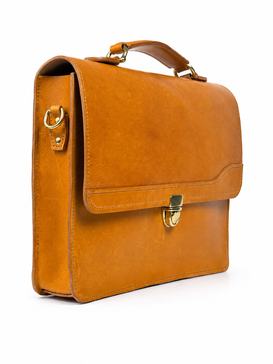 BEREN Executive Briefcase — Yellow Buttero · rounded clasp